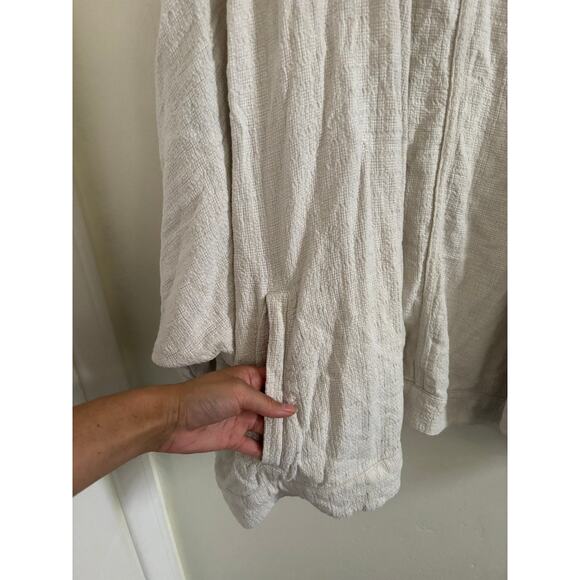 Madewell Cardigan Women's XL Linen Blend Cropped Robe Jacket Tan Relaxed Fit - Picture 7 of 9